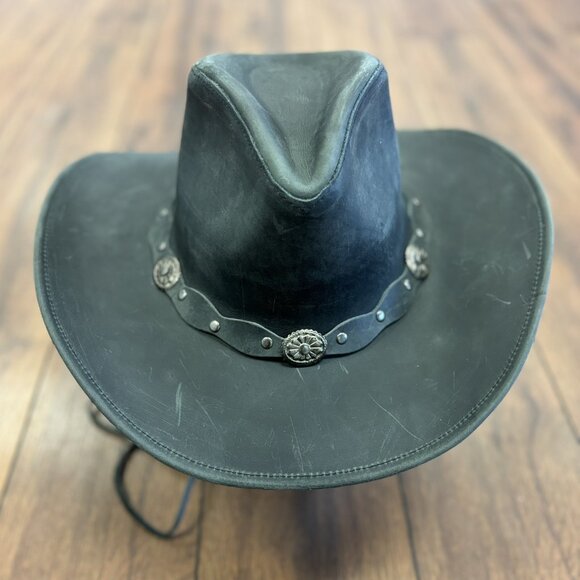 Wide Leather Cowboy/ Cowgirl Western Hat - Picture 2 of 13